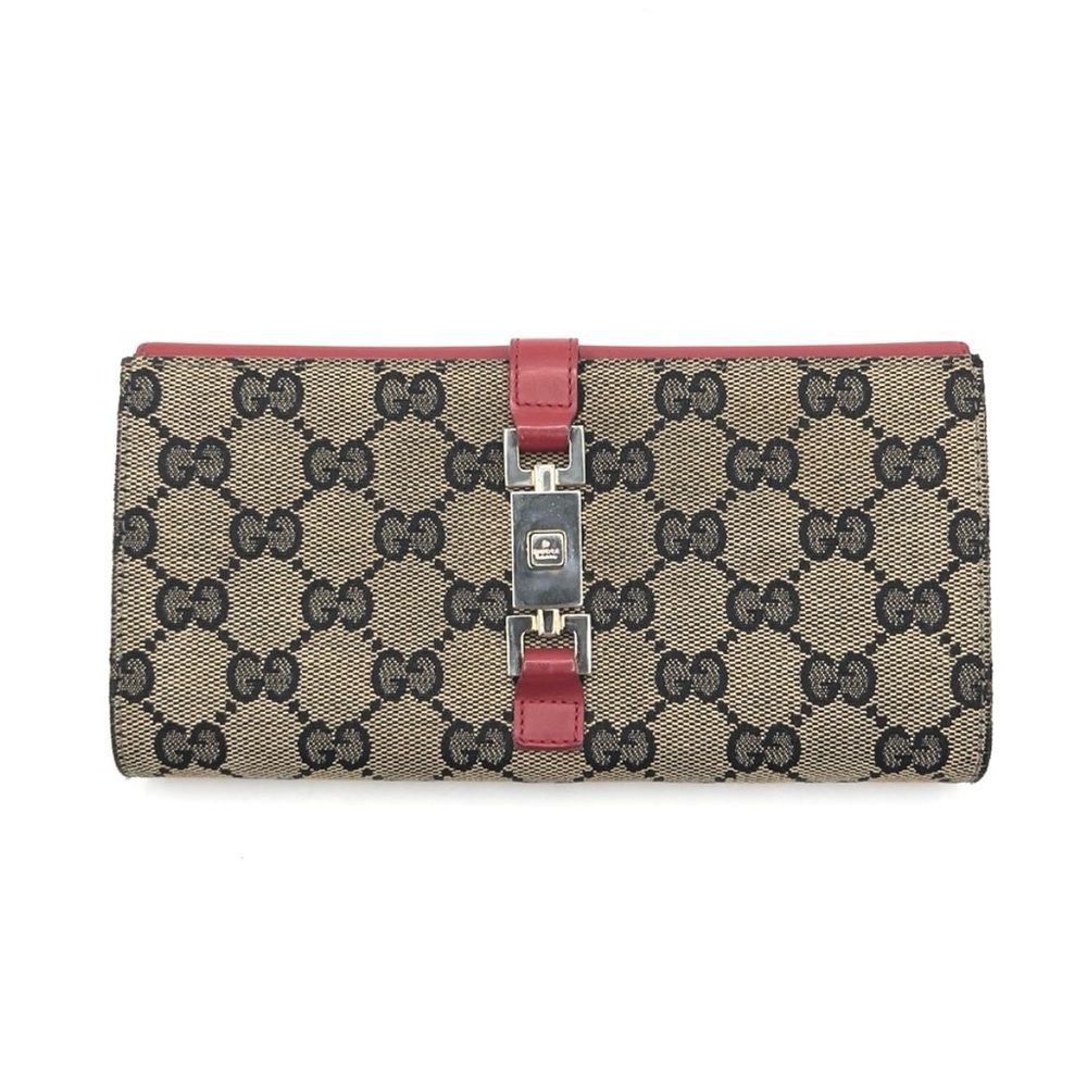 Authentic GUCCI GG Monogram Canvas x Red Leather Snap Long Wallet EUC - Picture 14 of 14